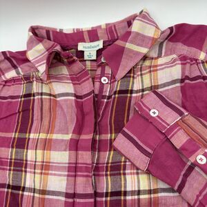 Sundance‎ Pink Plaid Cotton Button Down Shirt Casual Long Sleeve Blouse Size S